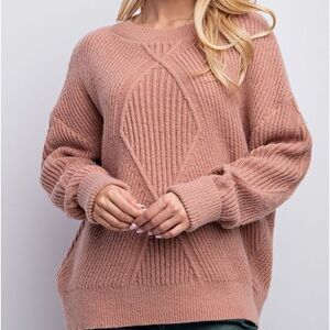 344. EASEL LAST 1! pink Pullover Sweater Mauve Soft Slouchy Crewneck oversized
